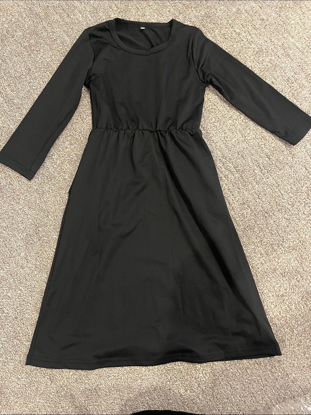 Classic Black Long Sleeve Midi Dress